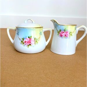 Vtg Nippon Hand Painted Cream and Sugar Pair Fine China